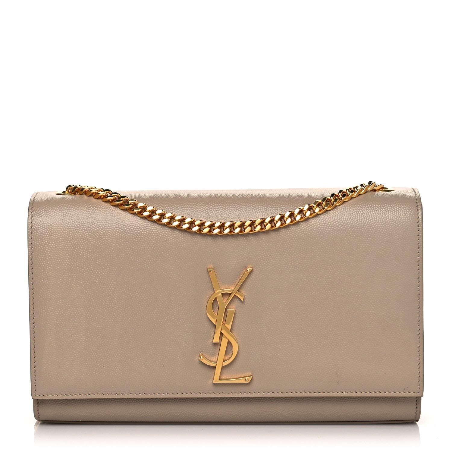 Saint Laurent Grain De Poudre Medium Monogram Kate Satchel Dark Beige 1 of 10