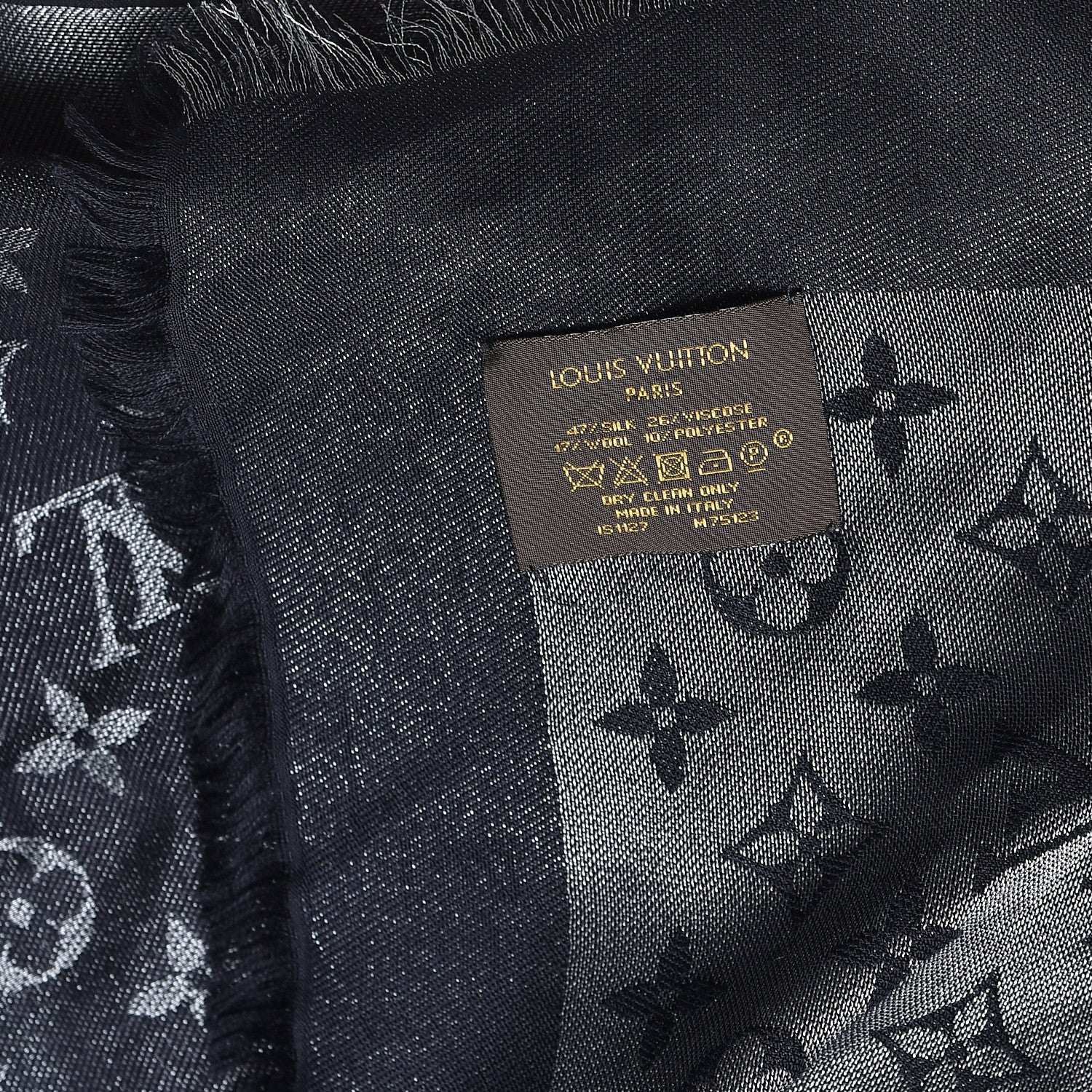 Louis Vuitton Silk Lurex Wool Monogram Shine Shawl Black 4 of 4