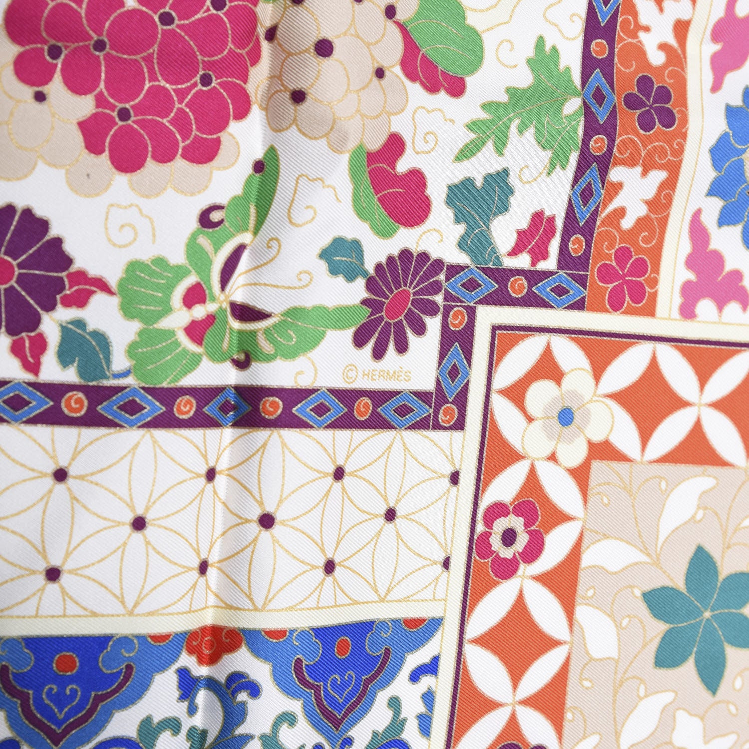 Hermes Silk Collections Imperiales Scarf 90 Rose Pale Bleu Vert 2 of 5