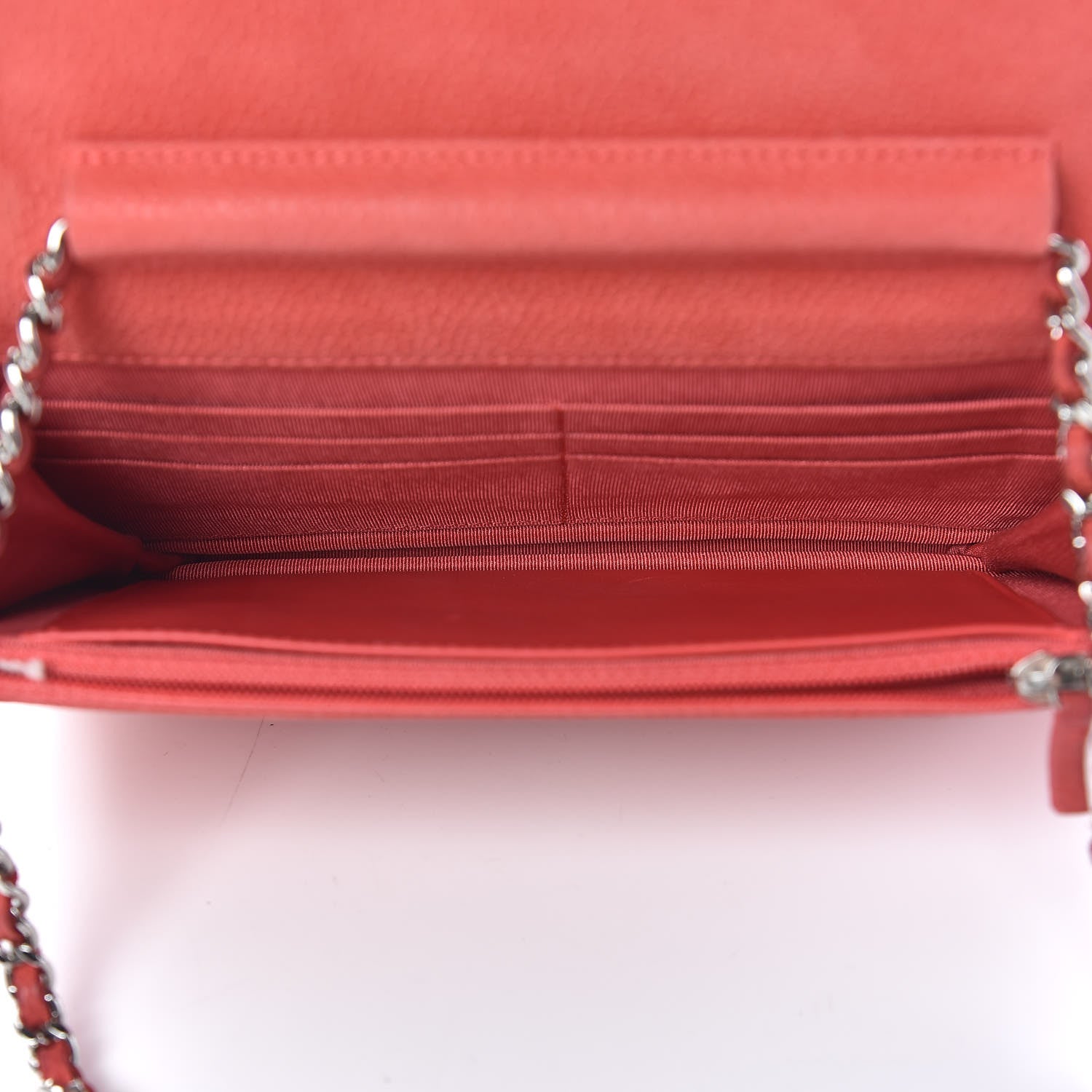 Chanel Iridescent Caviar Quilted Wallet On Chain WOC Coral 5 of 16