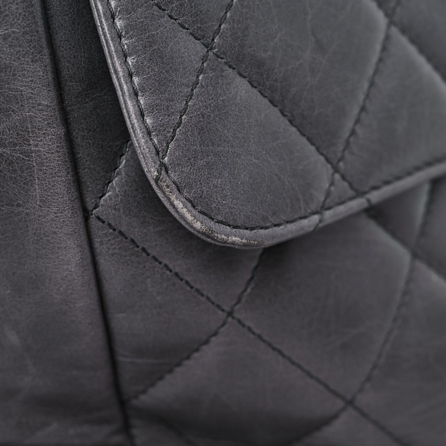 Glazed Calfskin Quilted Large CC Delivery Tote Grey