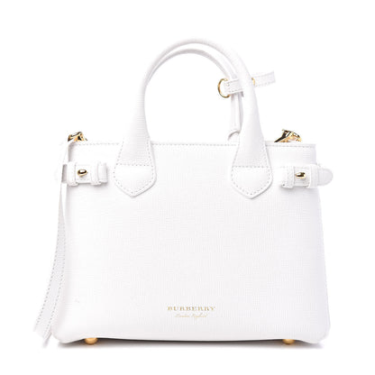 Burberry Grainy Calfskin House Check Small Banner Tote Chalk White 1 of 12
