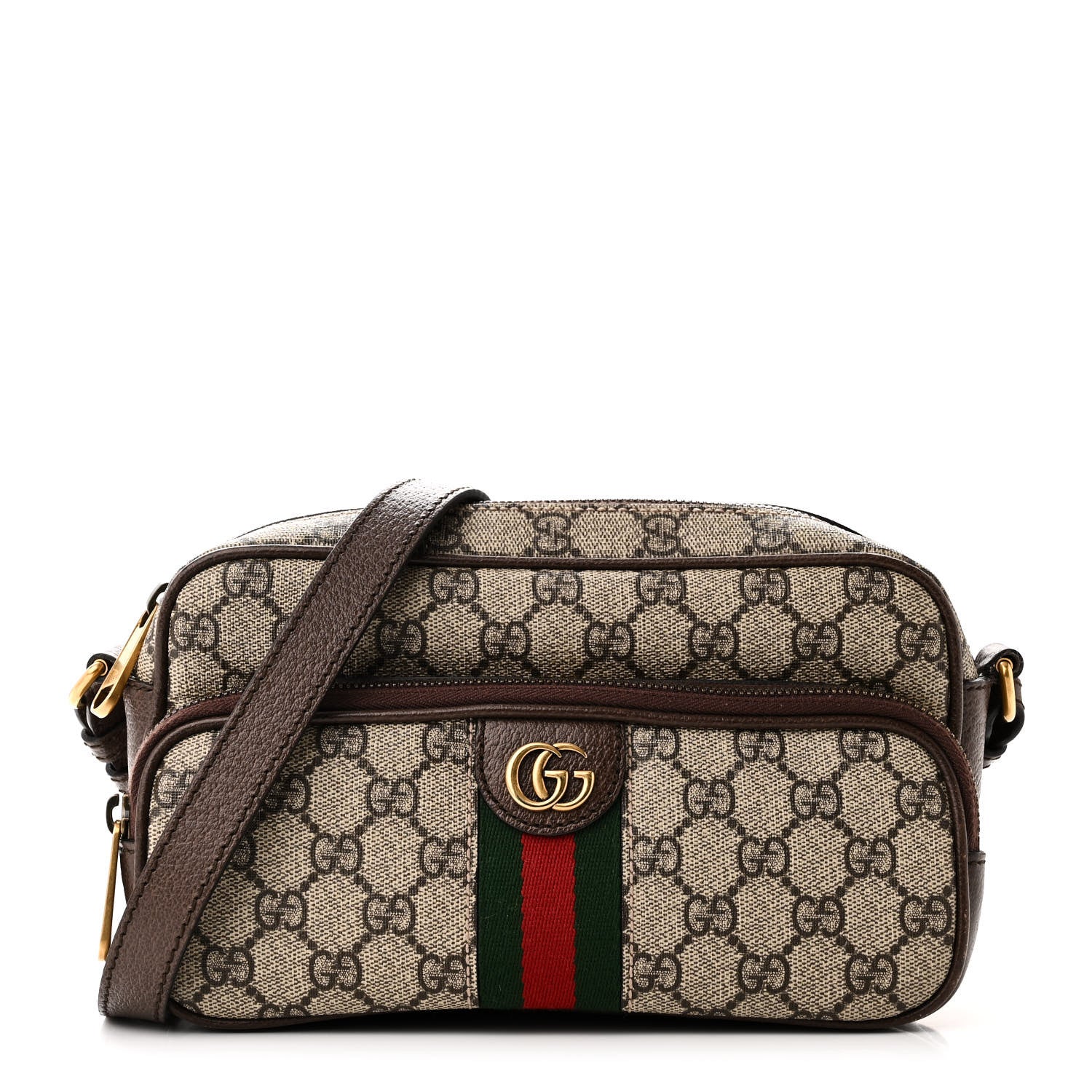 Gucci GG Supreme Monogram Calfskin Web Small Ophidia Messenger Bag Beige Ebony New Acero 1 of 11