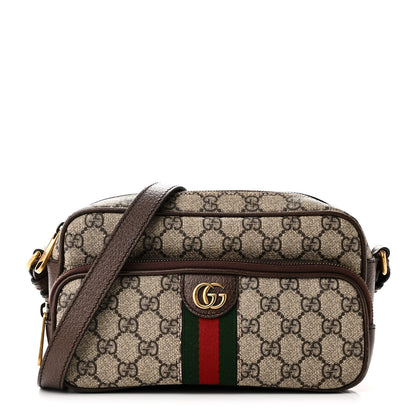 Gucci GG Supreme Monogram Calfskin Web Small Ophidia Messenger Bag Beige Ebony New Acero 1 of 11