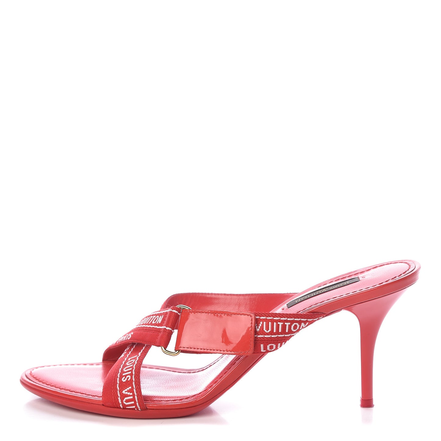 Patent Ribbon Slide Sandal 38.5 Red