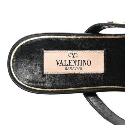 Valentino Garavani Calfskin Boudoir Rockstud Flat Cage Mules 36.5 Rose Cannelle Black 8 of 10