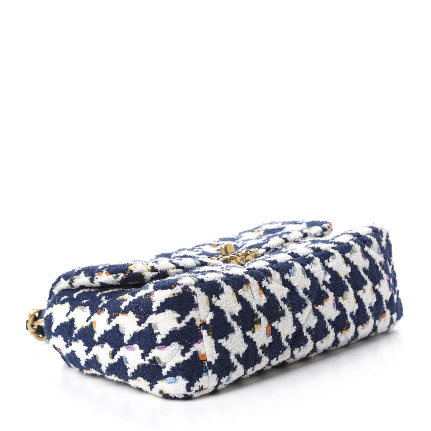 Tweed Quilted Medium 19 Flap Ecru Navy Blue Multicolor