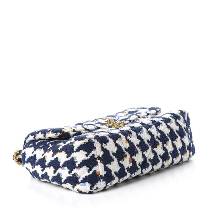 Chanel Tweed Quilted Medium 19 Flap Ecru Navy Blue Multicolor 4 of 10
