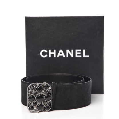 Chanel Suede Gripoix Poured Glass Buckle Belt 80 32 Black 9 of 9