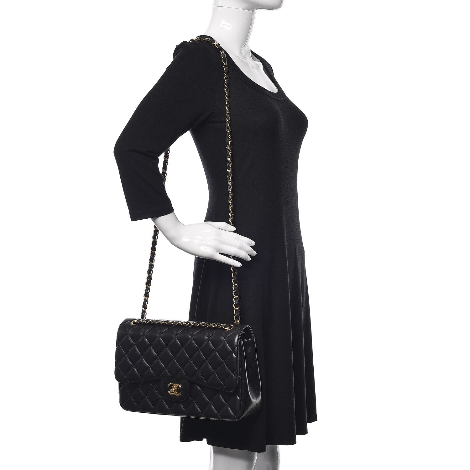 Chanel Lambskin Quilted Jumbo Double Flap Black 2 of 9