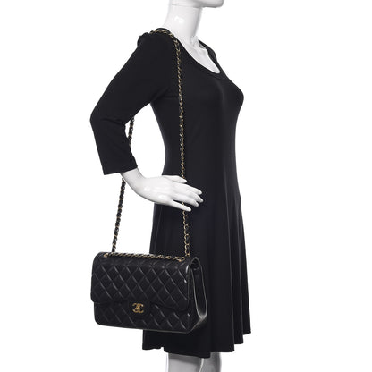 Chanel Lambskin Quilted Jumbo Double Flap Black 2 of 9