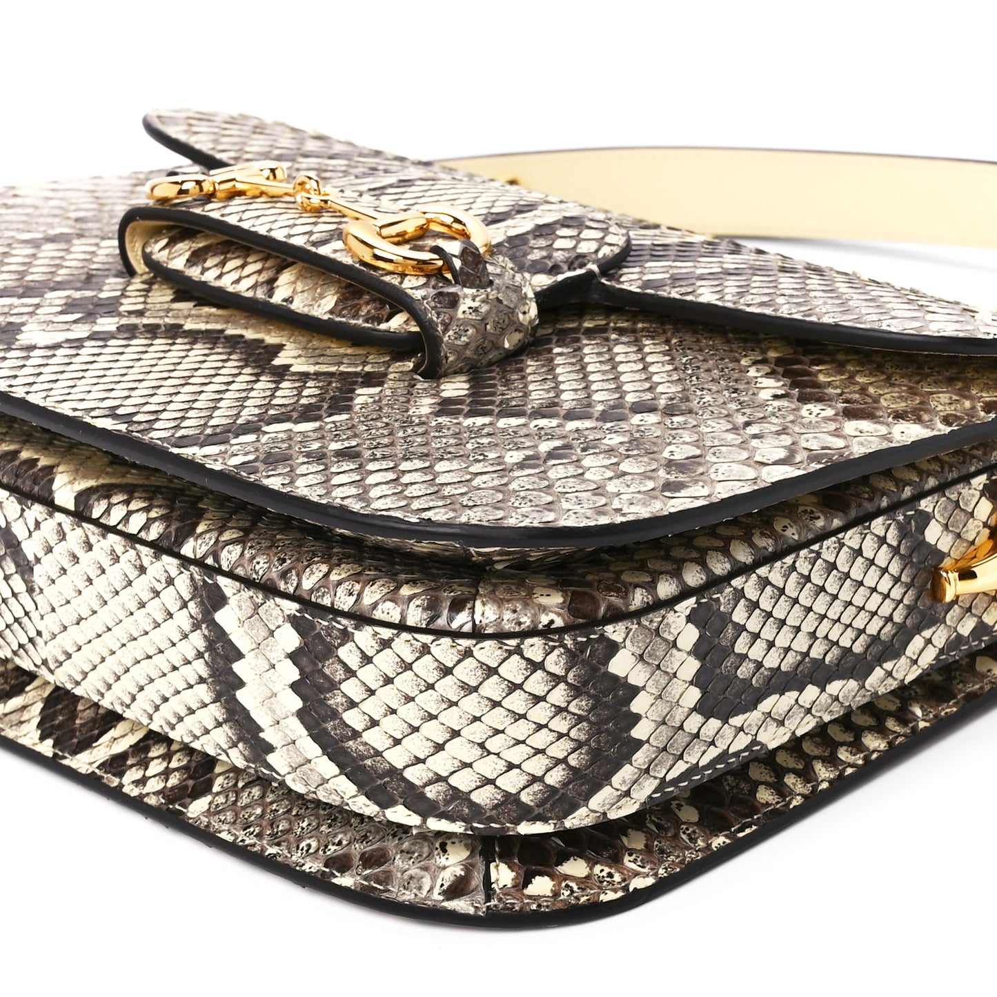 Snakeskin Horsebit 1955 Shoulder Bag Natural