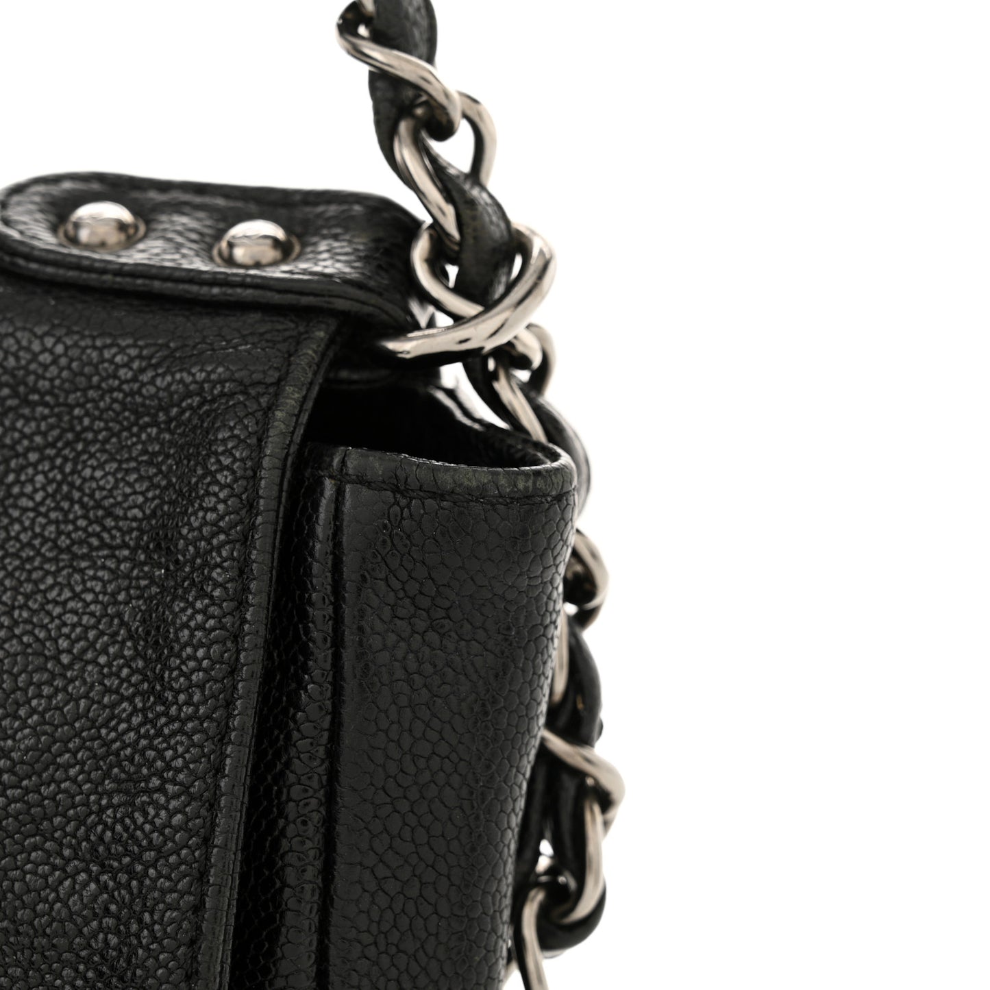 Glazed Caviar Small Pocket In The City Shoulder Bag Black
