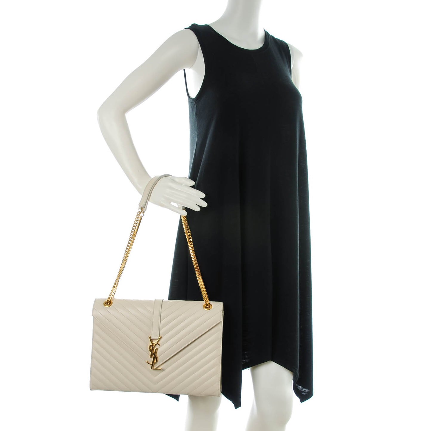 Grain De Poudre Matelasse Chevron Large Monogram Satchel Dove White