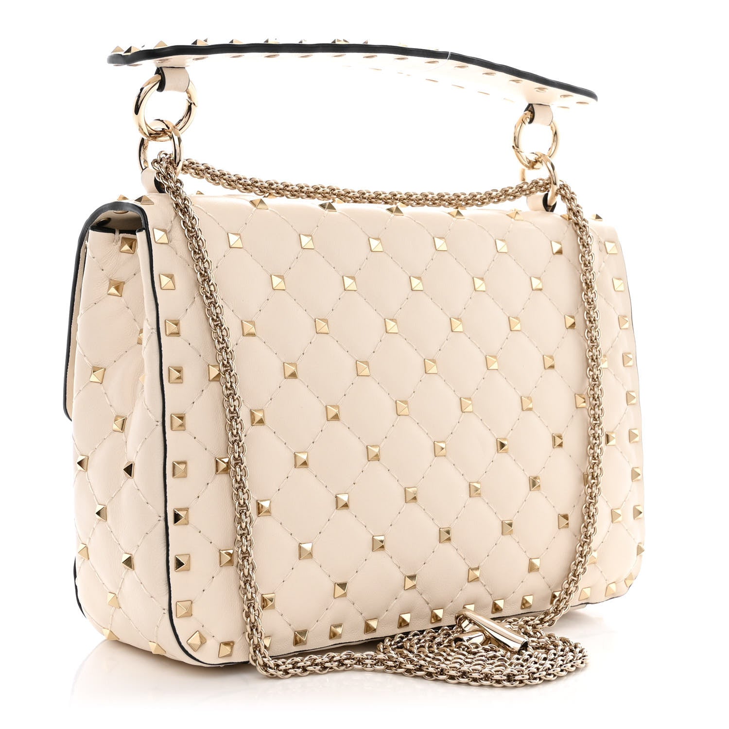 Valentino Garavani Lambskin Medium Rockstud Spike Shoulder Bag White 3 of 9