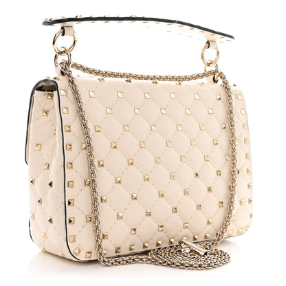 Valentino Garavani Lambskin Medium Rockstud Spike Shoulder Bag White 3 of 9
