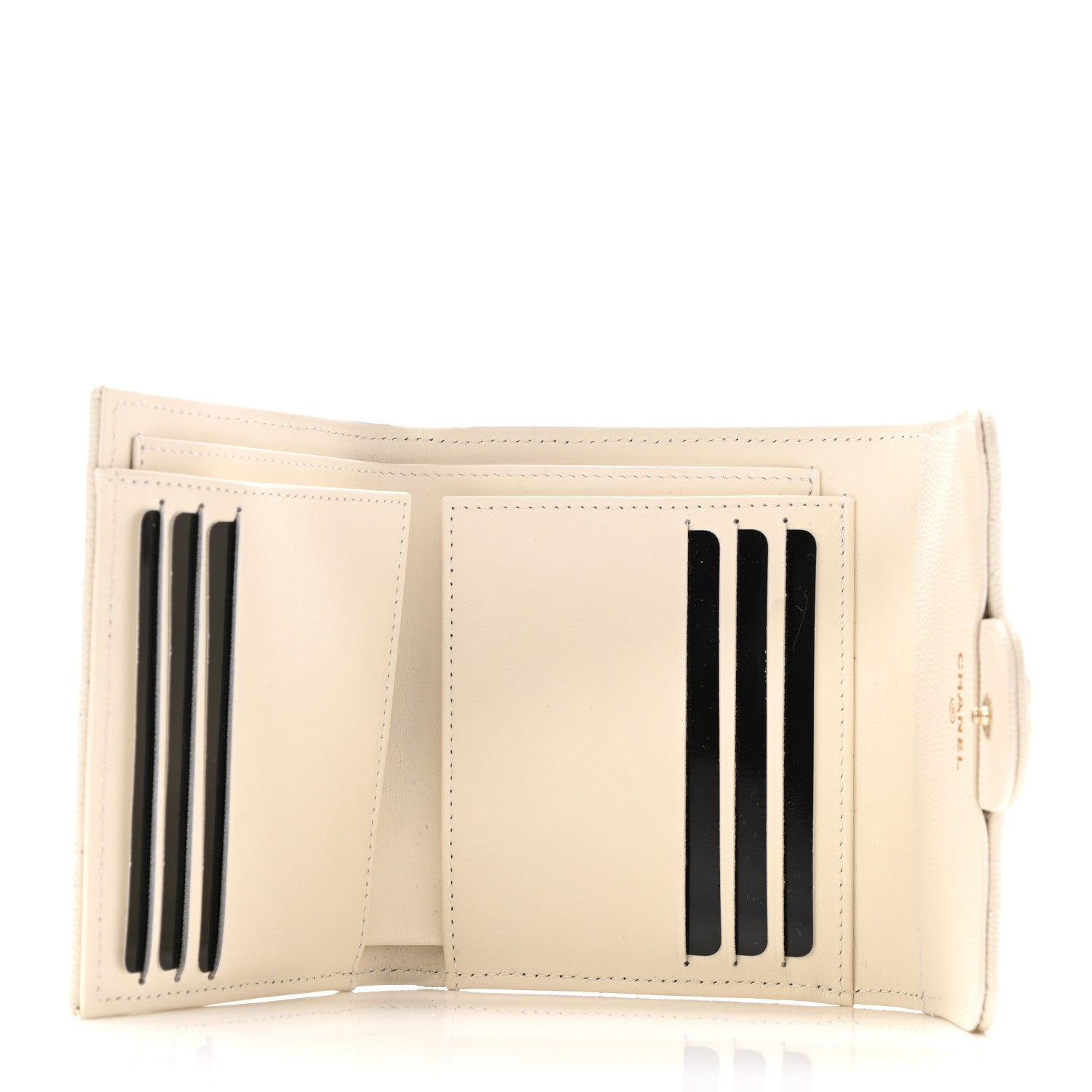 Chanel Caviar Quilted Compact Flap Wallet White 5 of 7