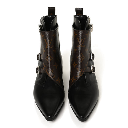 Louis Vuitton Calfskin Monogram Jumble Flat Ankle Boots 37 Black 5 of 11