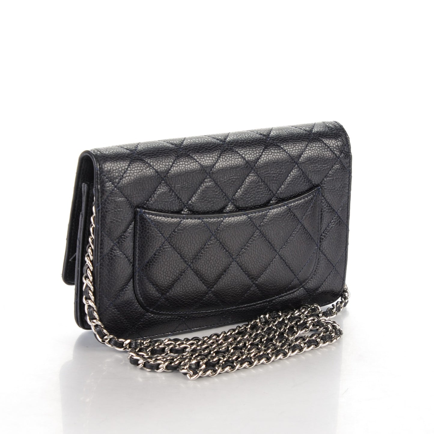 Caviar Quilted Wallet On Chain WOC Navy
