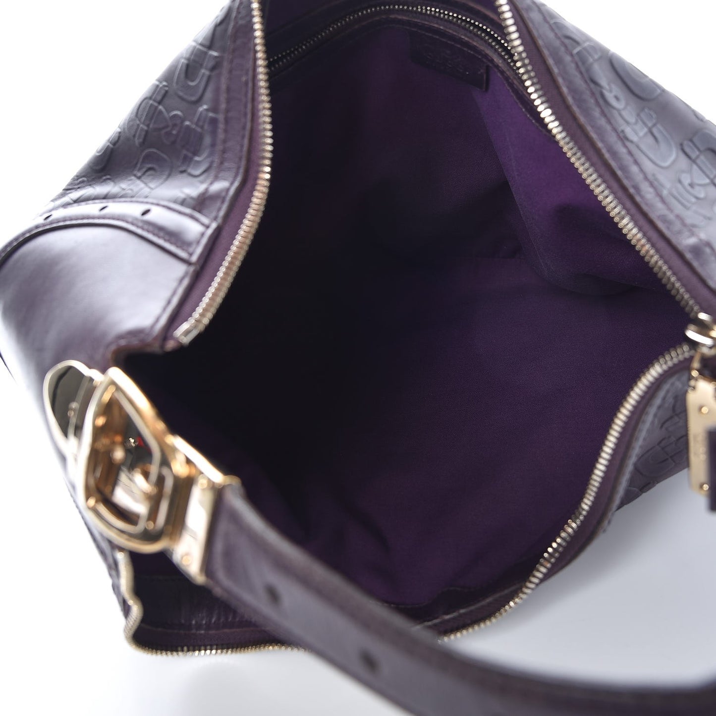 Calfskin Horsebit Embossed Glam Hobo Purple