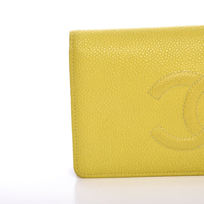 Chanel Caviar Timeless CC Yen Wallet Yellow 10 of 19