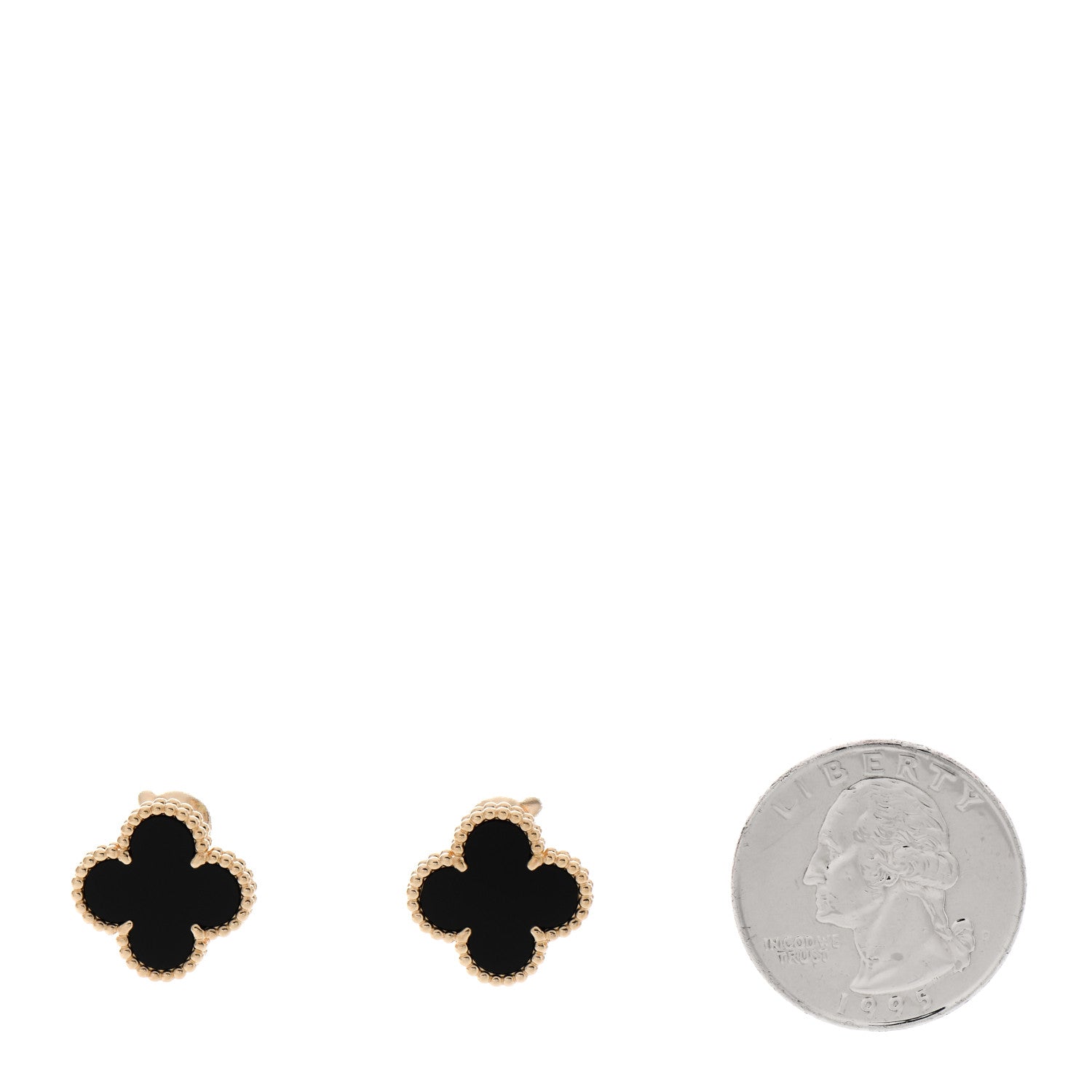 Van Cleef & Arpels 18K Yellow Gold Black Onyx Vintage Alhambra Earrings 2 of 6