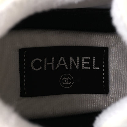 Chanel Suede Calfskin Fabric CC Sneakers 37.5 White 8 of 9