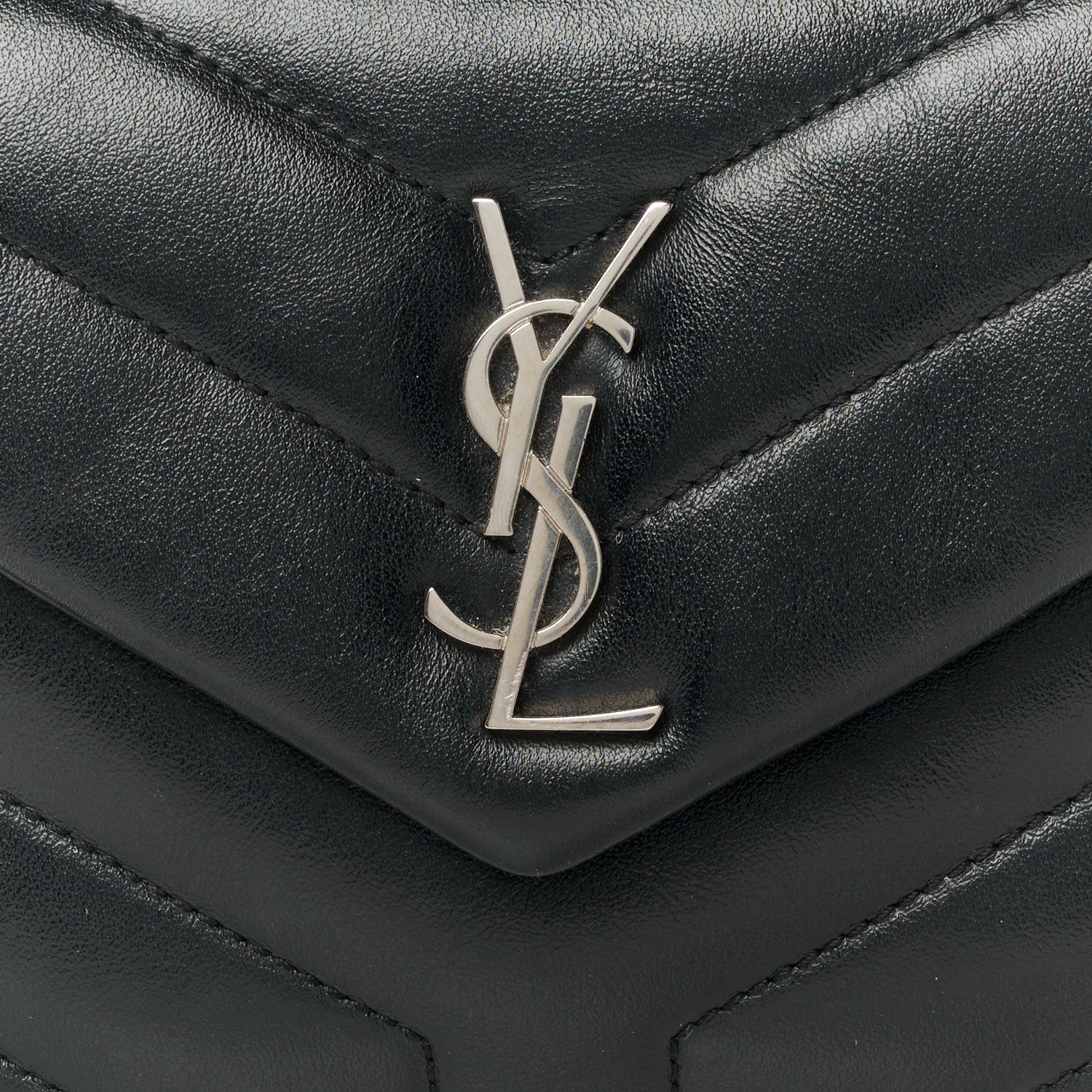 Saint Laurent Calfskin Y Quilted Monogram Toy Loulou Crossbody Bag Black 9 of 12