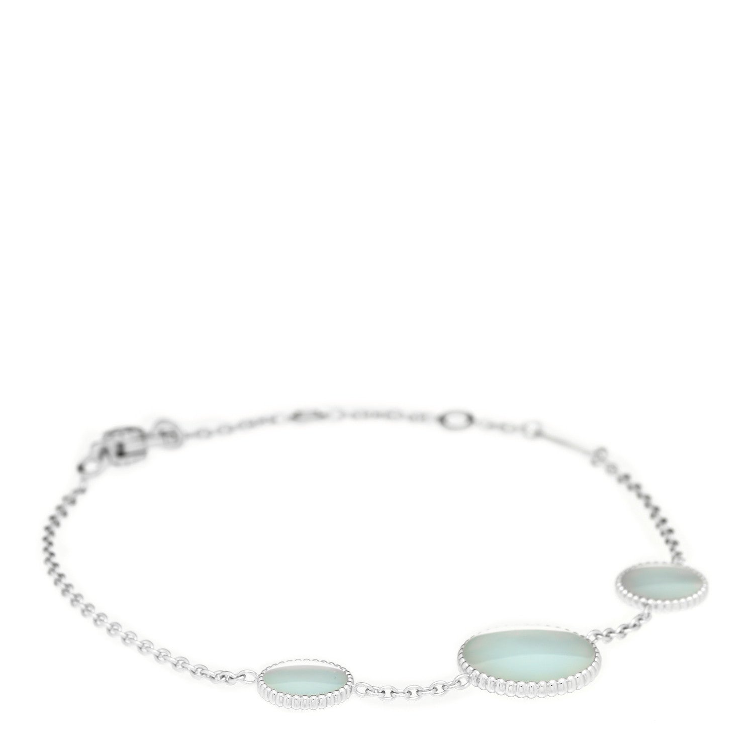 Christian Dior 18K White Gold Diamond Mother of Pearl Rose Des Vents 3-Station Bracelet 1 of 5
