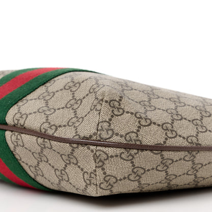 Gucci GG Supreme Monogram Textured Dollar Calfskin Web Small Ophidia Half Moon Hobo Beige Ebony New Acero 11 of 12