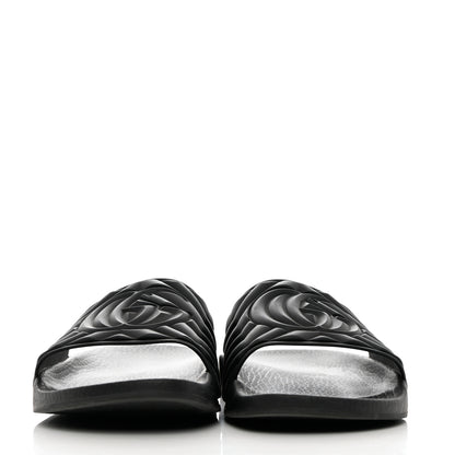 Gucci Rubber Matelasse Womens Slide Sandals 41 Black 2 of 9