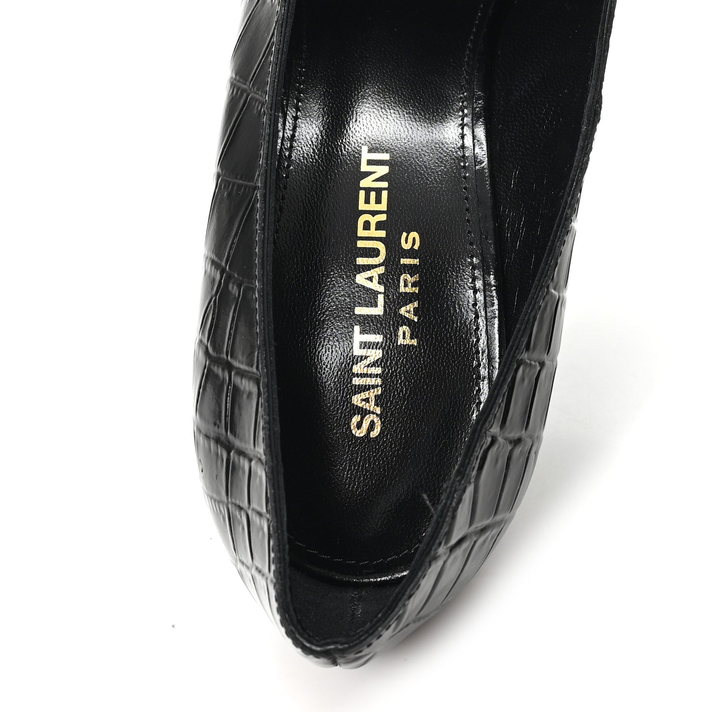 Calfskin Crocodile Embossed Silvana 110mm Pumps 36.5 Black