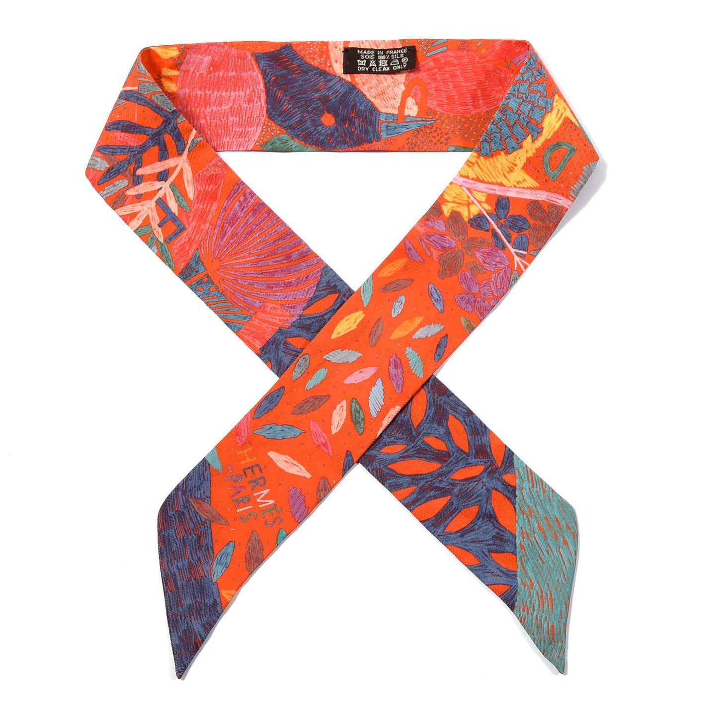 Silk Chacun Fait Son Nid Twilly Vermillon Bleu Jaune d'Or