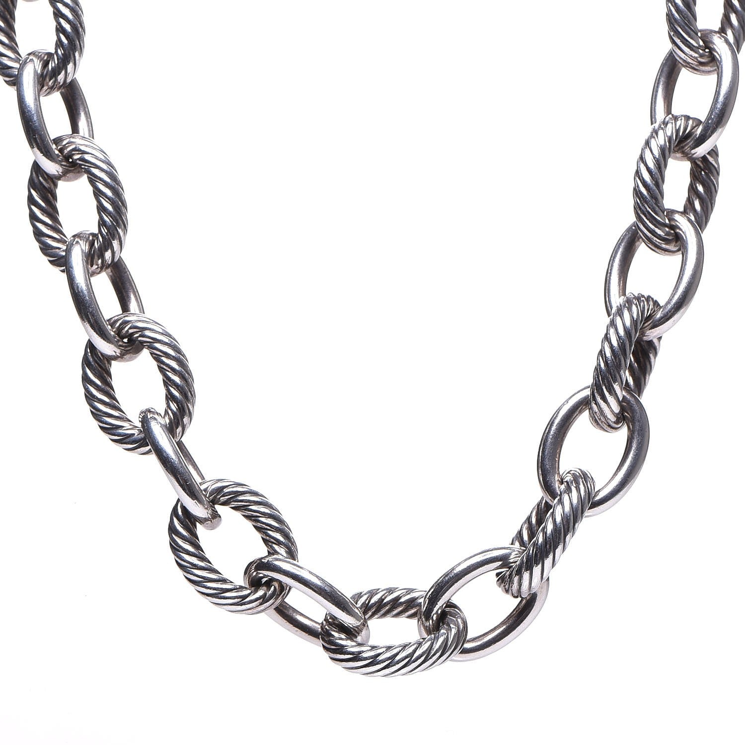 David Yurman Sterling Silver 16mm Large Oval Link Necklace 1 of 4