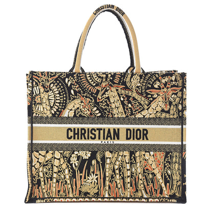Christian Dior Canvas Embroidered Dior Animals Giraffe Book Tote Yellow Multicolor 1 of 9