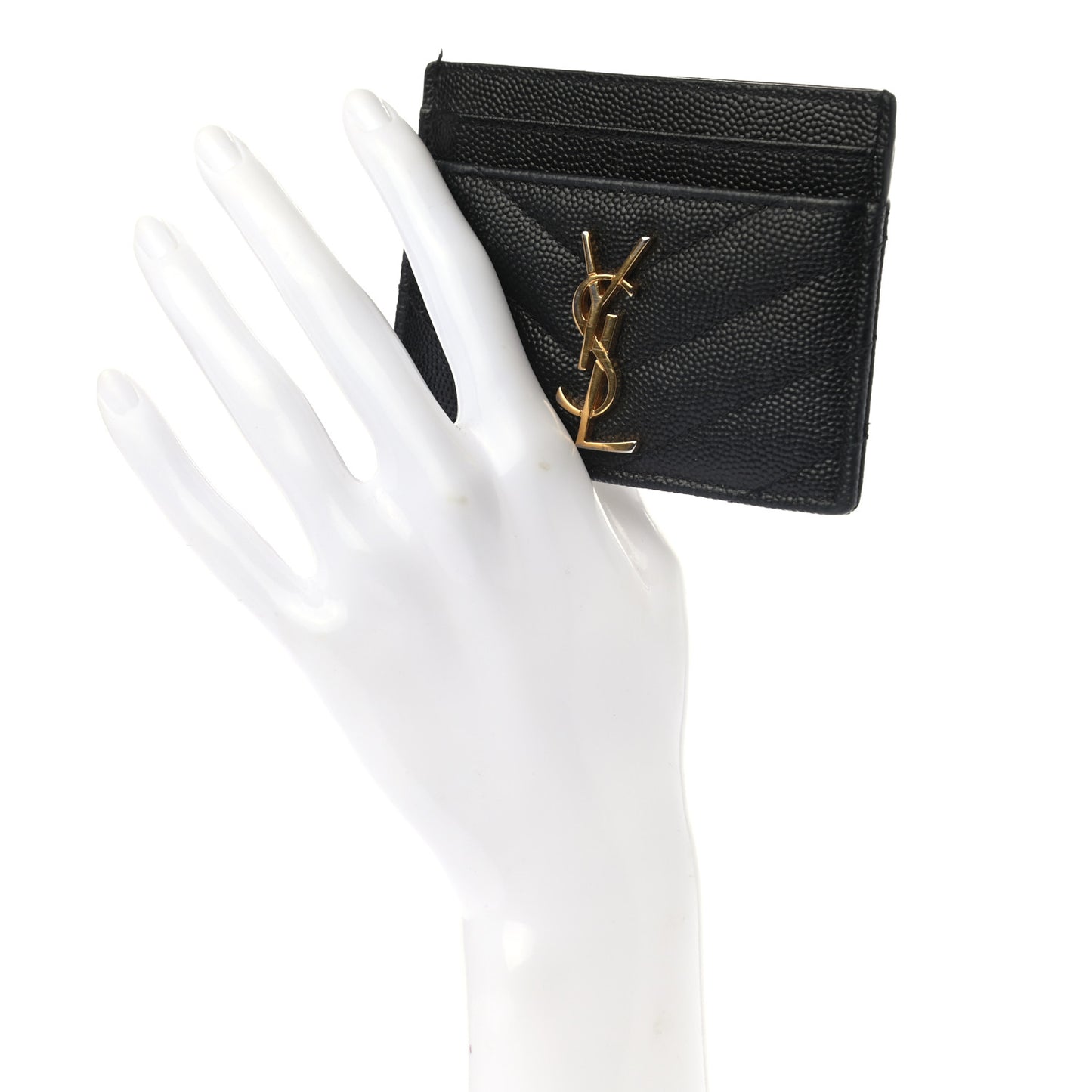 Grain De Poudre Matelasse Chevron Monogram Credit Card Case Black