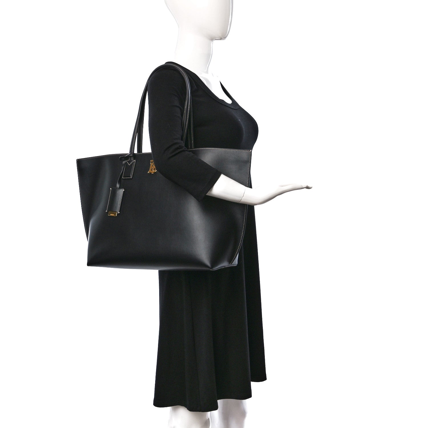Burberry Calfskin Monogram Motif TB Medium Soft Tote Black 2 of 10