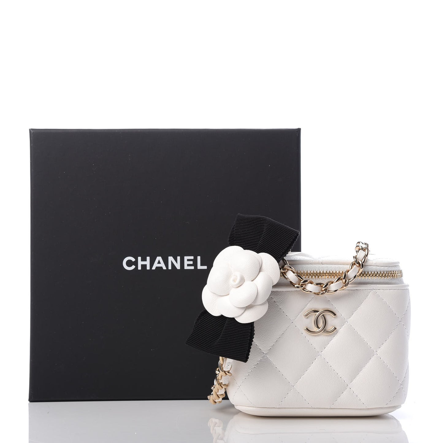 Lambskin Quilted My Chanel Lady Vanity Case With Chain White