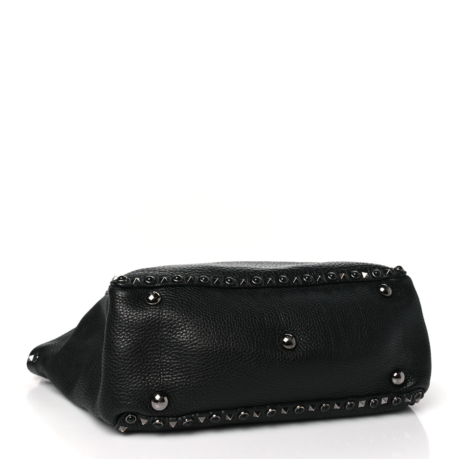 Valentino Garavani Grained Calfskin Onyx Medium Rockstud Rolling Tote Black 4 of 12