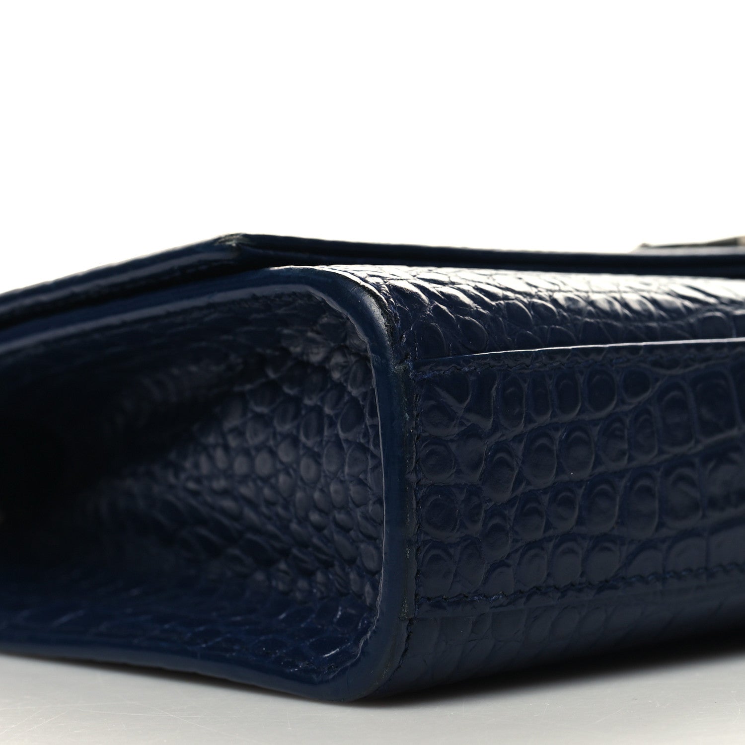 Saint Laurent Calfskin Crocodile Embossed Medium Classic Monogram Kate Tassel Satchel Deep Marine 8 of 11