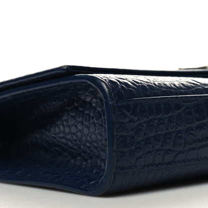Saint Laurent Calfskin Crocodile Embossed Medium Classic Monogram Kate Tassel Satchel Deep Marine 8 of 11
