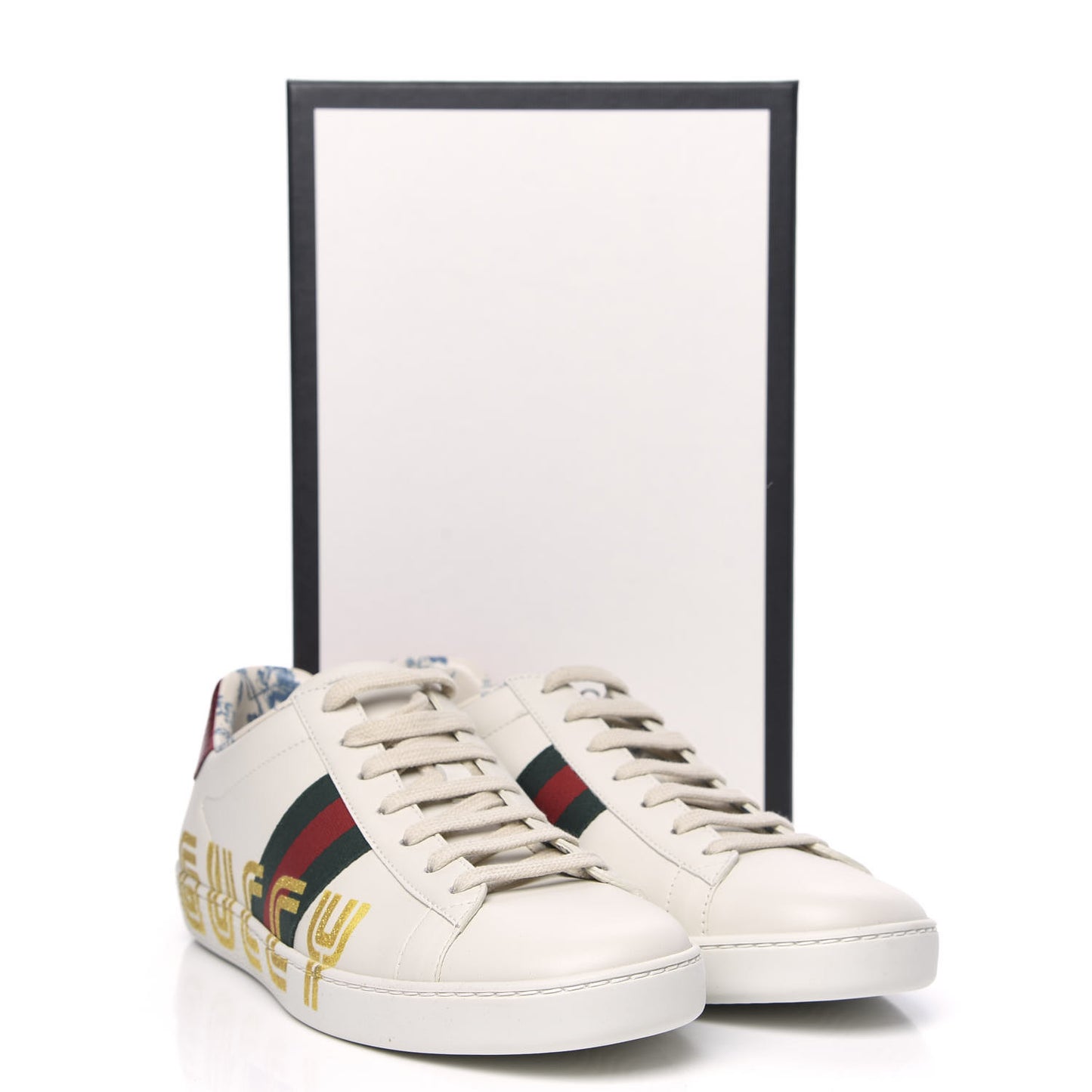 X SEGA Calfskin Ayers Web Guccy Womens Ace Sneakers 40.5 White