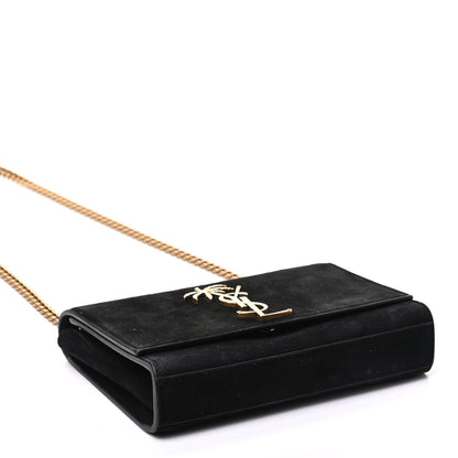 Saint Laurent Suede Small Classic Monogram Palm Tree Kate Satchel Black 3 of 8