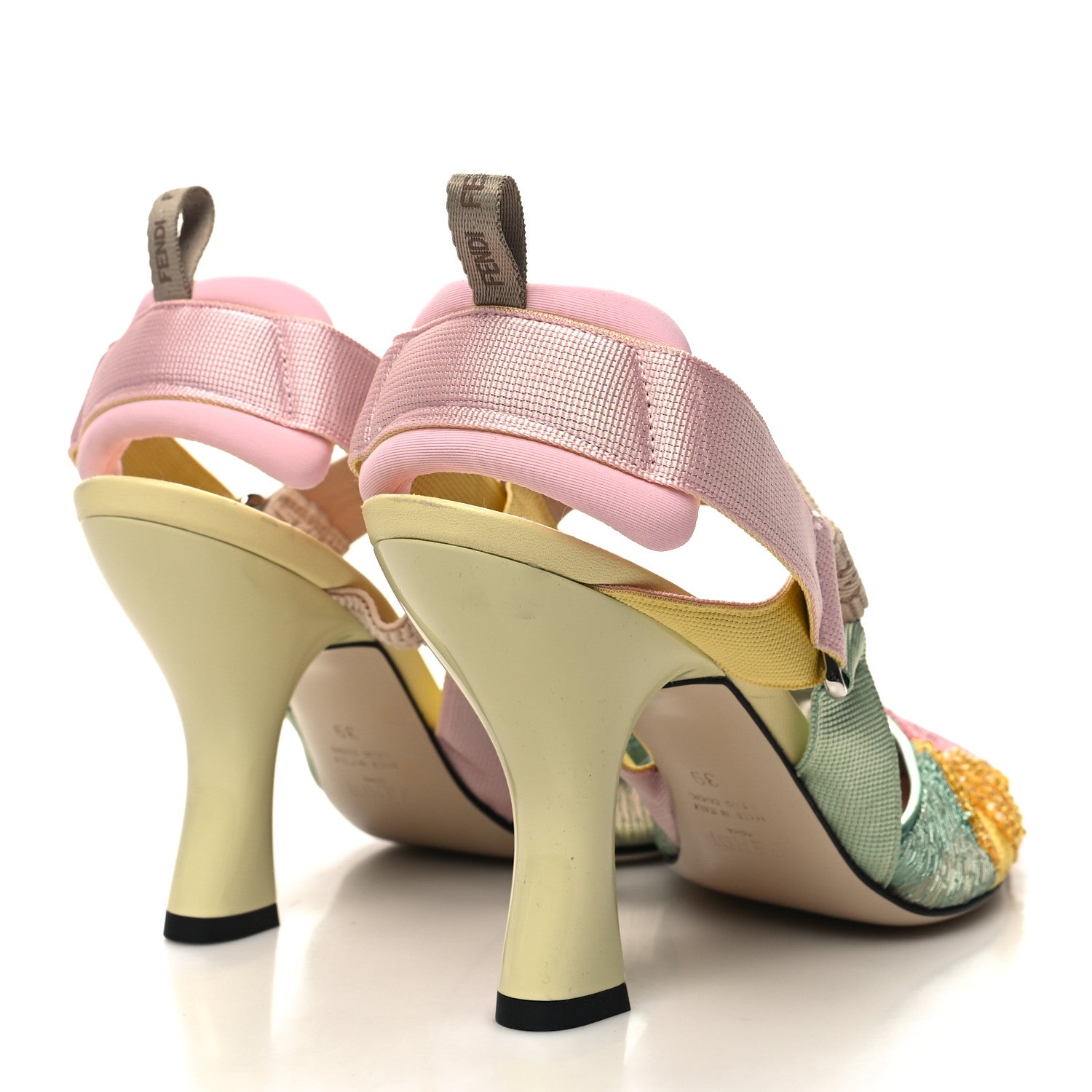 Fendi Technical Mesh FF Beaded Colibri 85mm Slingback Pumps