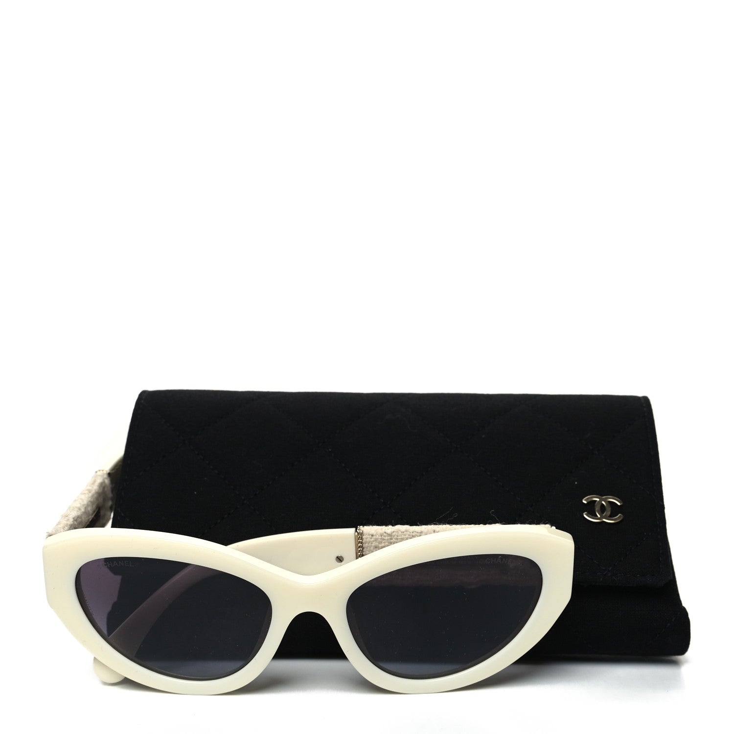 Chanel Acetate Tweed Wool CC Chain Sunglasses 5513-A White 9 of 9