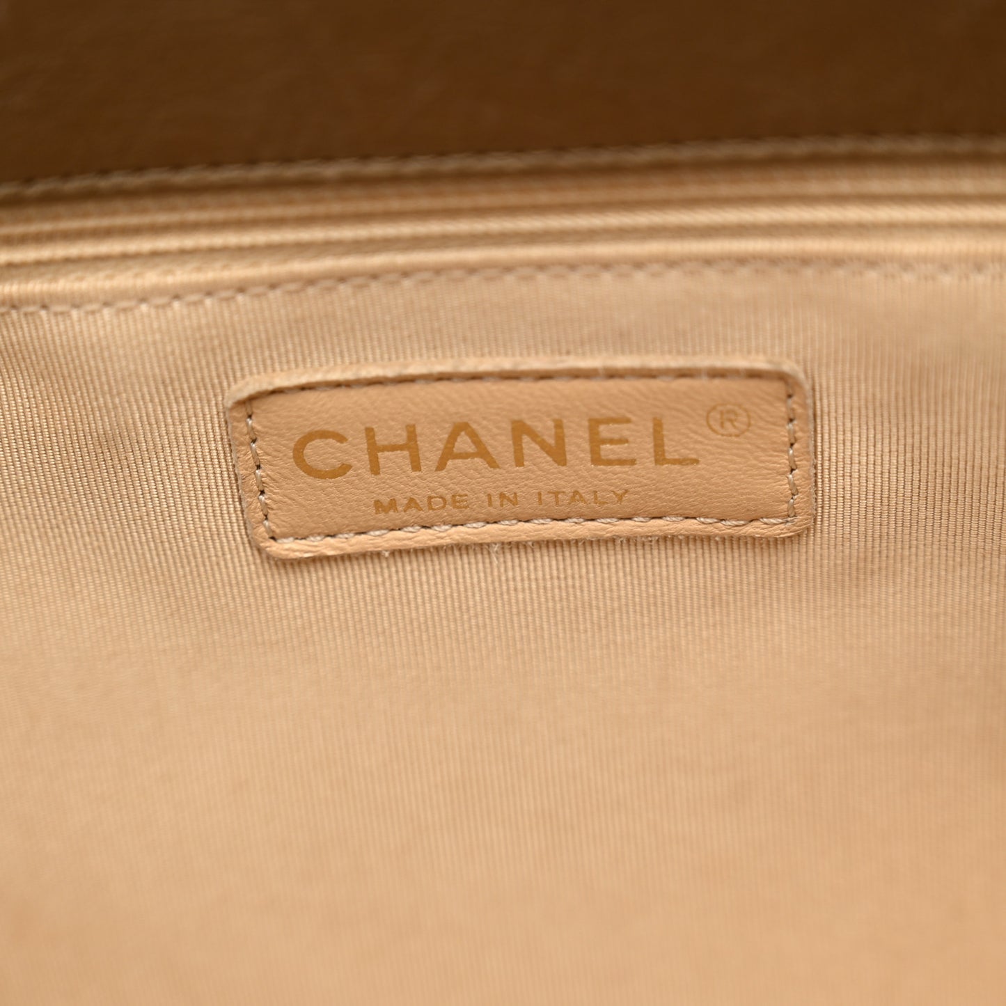 Metallic Calfskin Quilted Large CC Crown Tote Gold