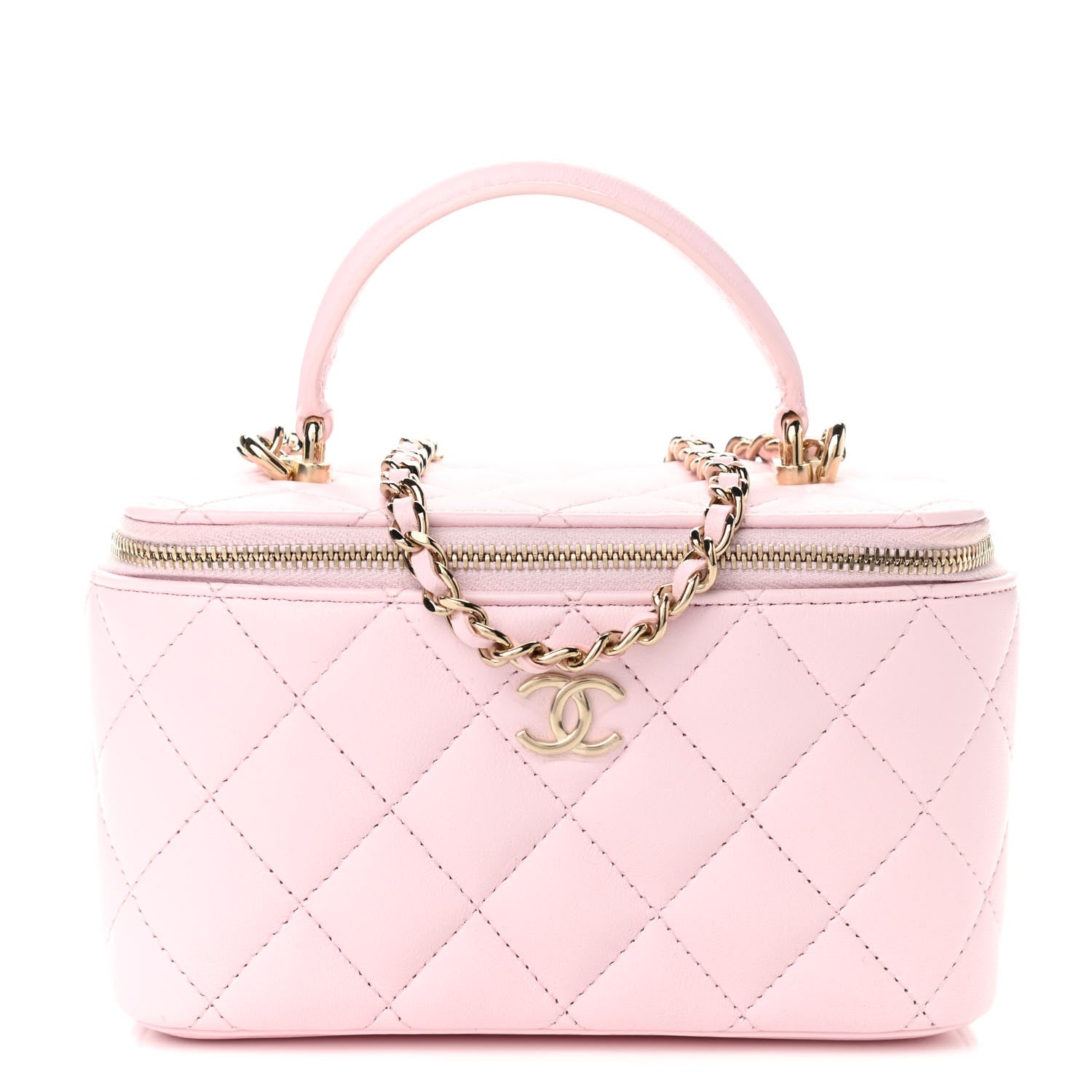 Chanel Lambskin Quilted Small Top Handle Vanity Case With Chain Light Pink 1 of 13
