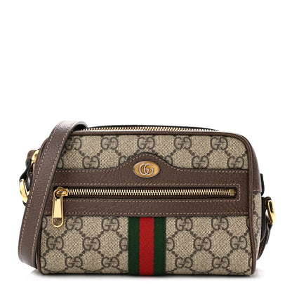 Gucci GG Supreme Monogram Web Mini Ophidia Shoulder Bag Brown 1 of 10