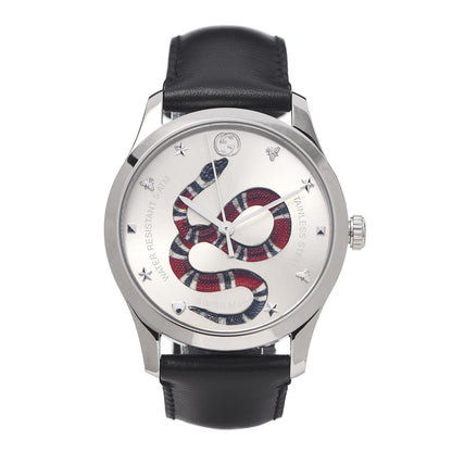 Gucci Stainless Steel Calfskin 38mm G-Timeless Snake Quartz Watch 1 of 8