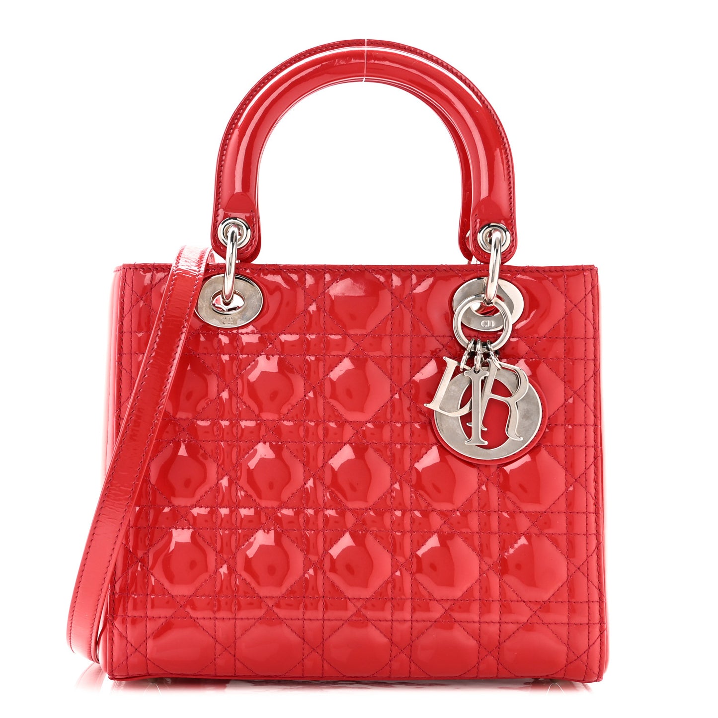 Patent Cannage Medium Lady Dior Fuchsia